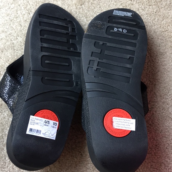 NWT FitFlop Fit Flops Black Sparkly Sandals Sz 10 - Picture 4 of 5